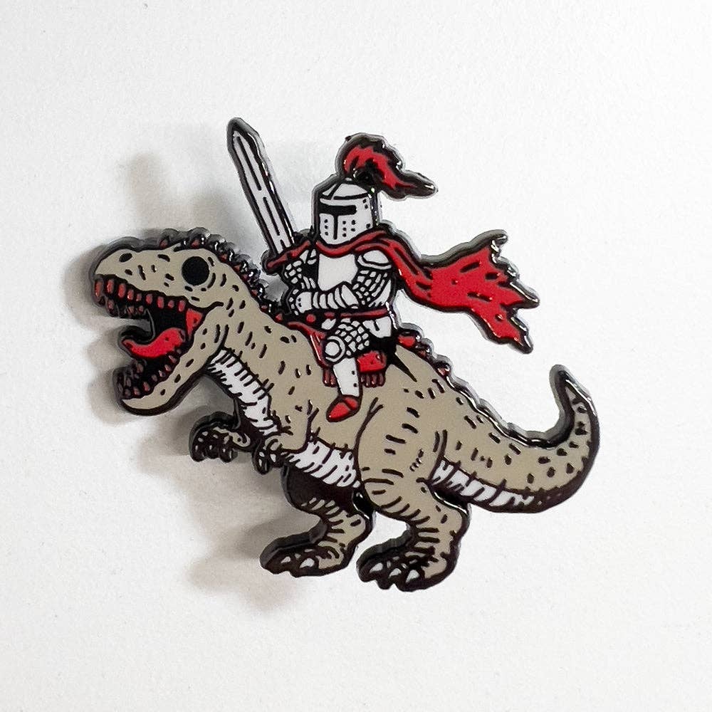 Strike Gently - Wholesale Lapel Pin/Button - Dino Knight Pin