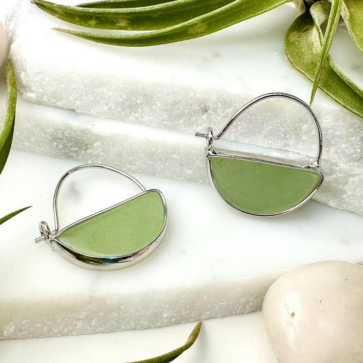 jade mini hoop earrings for wholesale by minor metal jewelry