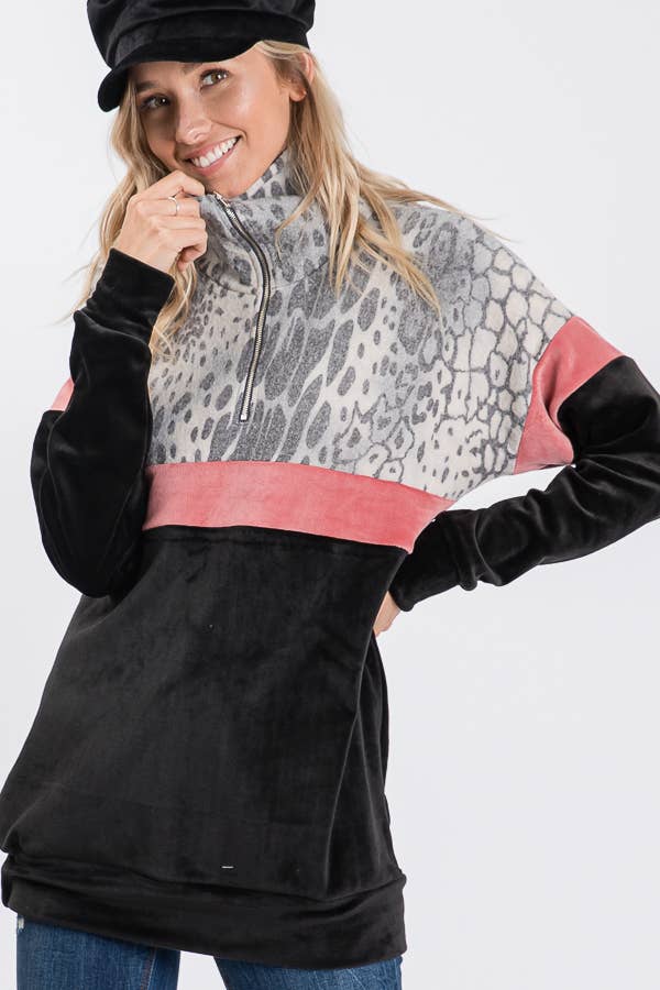 7th Ray - Wholesale Sweatshirt - Women's - Everyday Casual Half-Zip Activewear Sweatshirt T273316