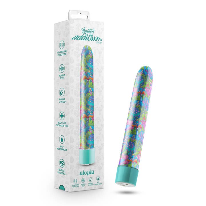 Limited Addiction - Utopia - 7 Inch Rechargeable Vibe - Aqua for wholesale by Blush