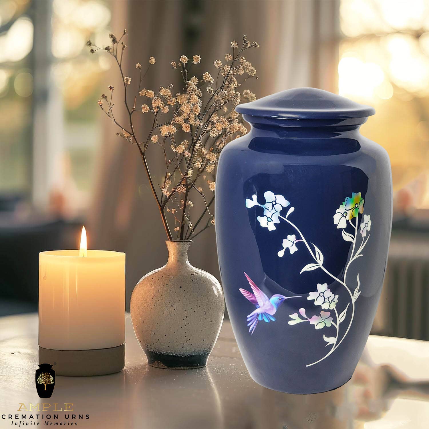 Ample Cremation Urns - Wholesale Urn - Blue Hummingbird Cremation Urn – Adult Ashes Memorial2