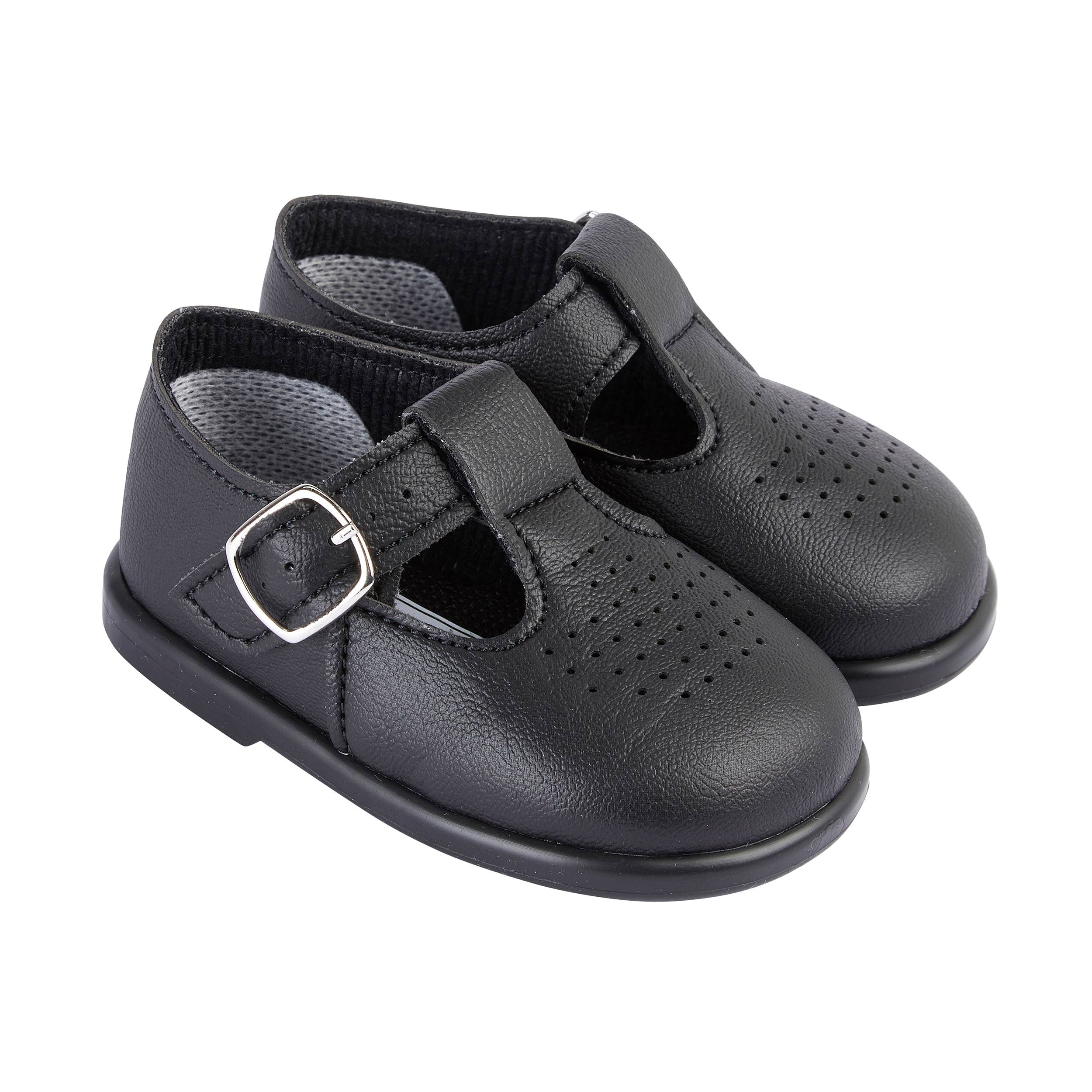 Early Days & Baypods – wholesale Cot shoes – Baby – H501 First walker buckle T-bar style with punchette detail3