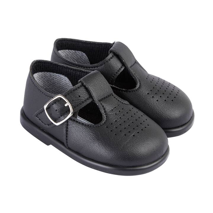 Early Days & Baypods - Wholesale Cot shoes – Baby - H501 First walker buckle T-bar style with punchette detail3