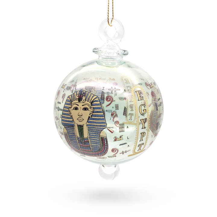 Handblown Glass Ornament - Egyptian Decal for wholesale by Discoveries, Inc.