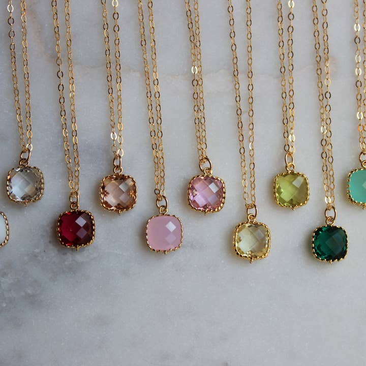 Laalee Jewelry - Wholesale Pendant/Charm Necklace - Gemstone Glass Necklaces, Dainty Minimalist Stocking Stuffer