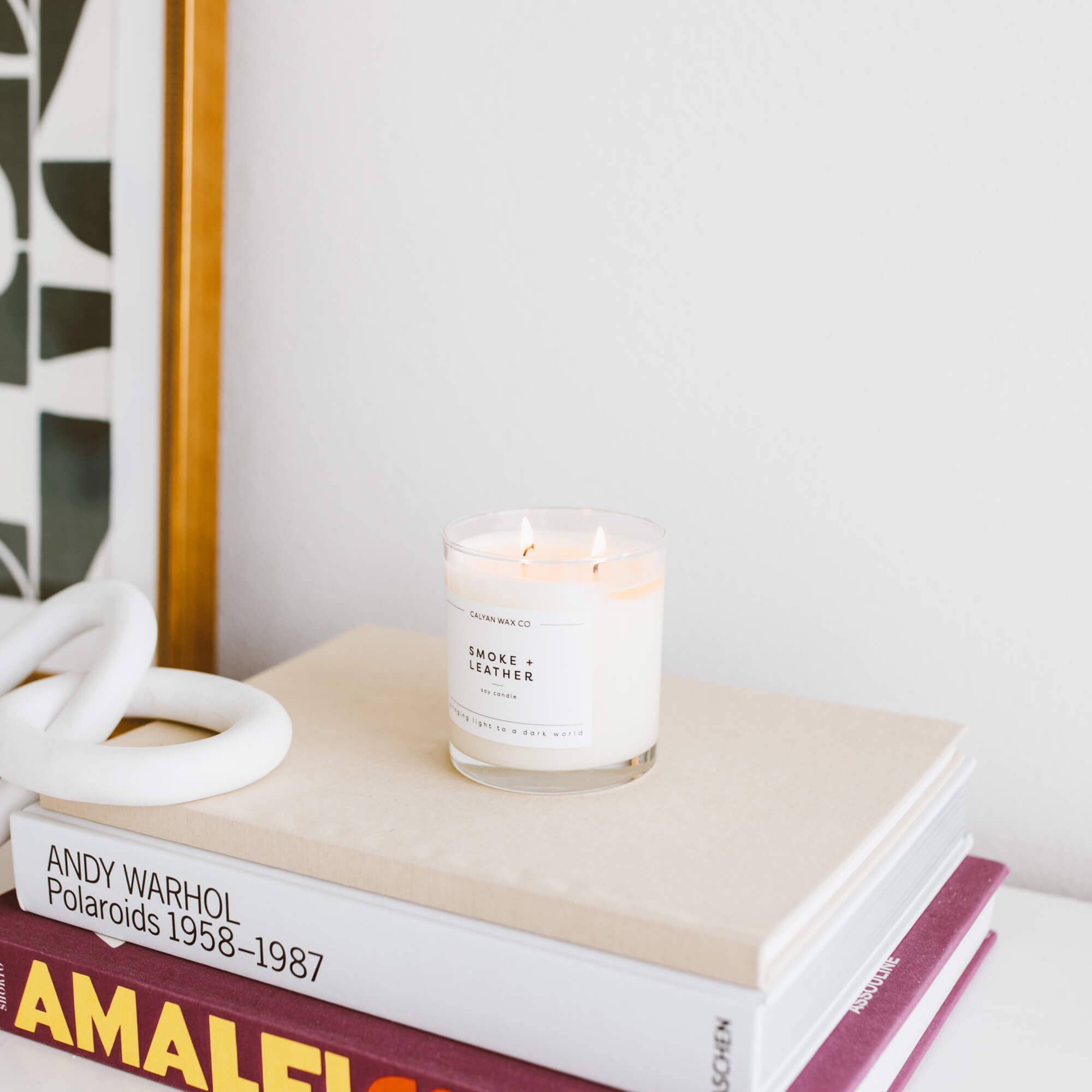 Calyan Wax Co. - Wholesale Jar/Filled Candle - Smoke + Leather - Glass Tumbler Soy Candle2