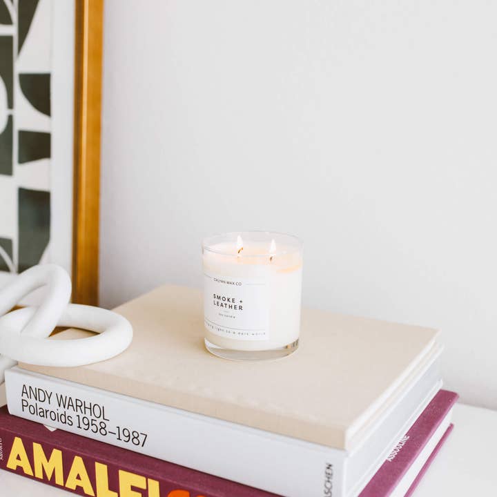Calyan Wax Co. - Wholesale Jar/Filled Candle - Smoke + Leather - Glass Tumbler Soy Candle2