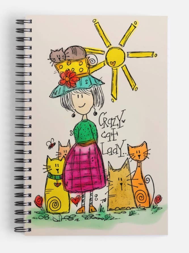 Crazy Cat Lady,Notebook,Journal,School,Gift,Office,Doodle for wholesale by I Doodle Do You
