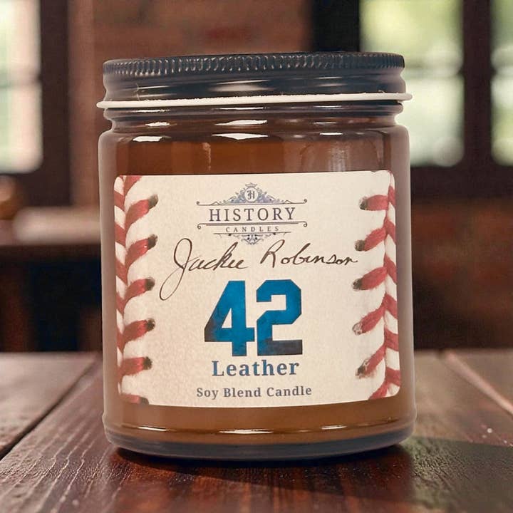 JACKIE ROBINSON Candle | Vintage Baseball | History Candle for wholesale by History Candles