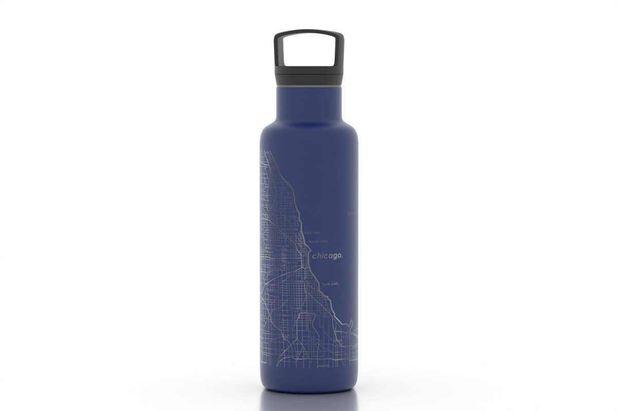 Well Told - Wholesale Water Bottle - Chicago, IL City Map - 21 oz Insulated Water Bottle2