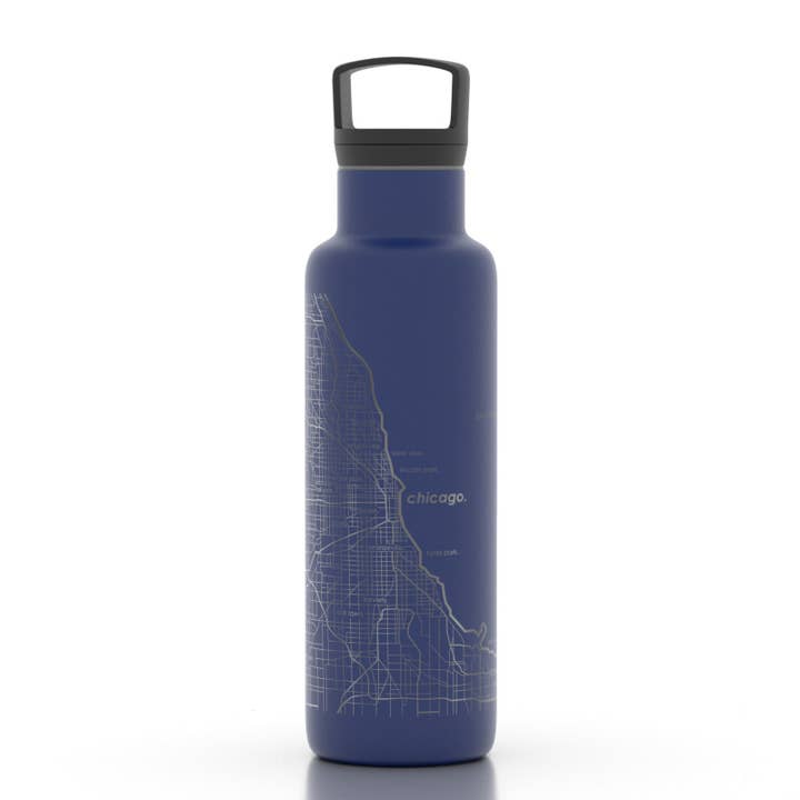 Well Told - Wholesale Water Bottle - Chicago, IL City Map - 21 oz Insulated Water Bottle2