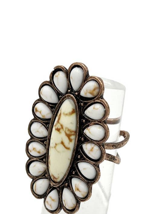 Oval Flroal Gem Ring for wholesale by Andrea Bijoux