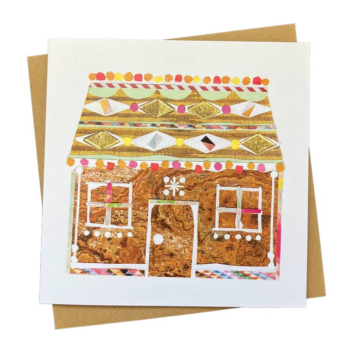 Gingerbread Cottage Greetings Card for wholesale by Soodle Street Studio