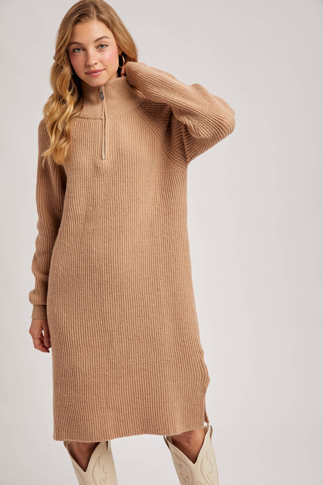 Bluivy - Wholesale Dress - Women's - QUARTER ZIP SWEATER DRESS1