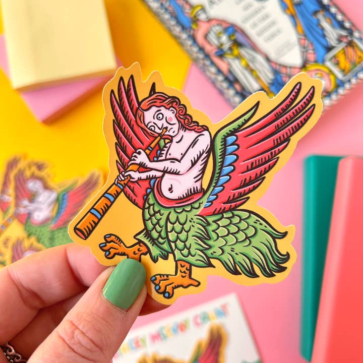 Harpy Medieval Marginalia Vinyl Sticker for wholesale by Stacey McEvoy Caunt