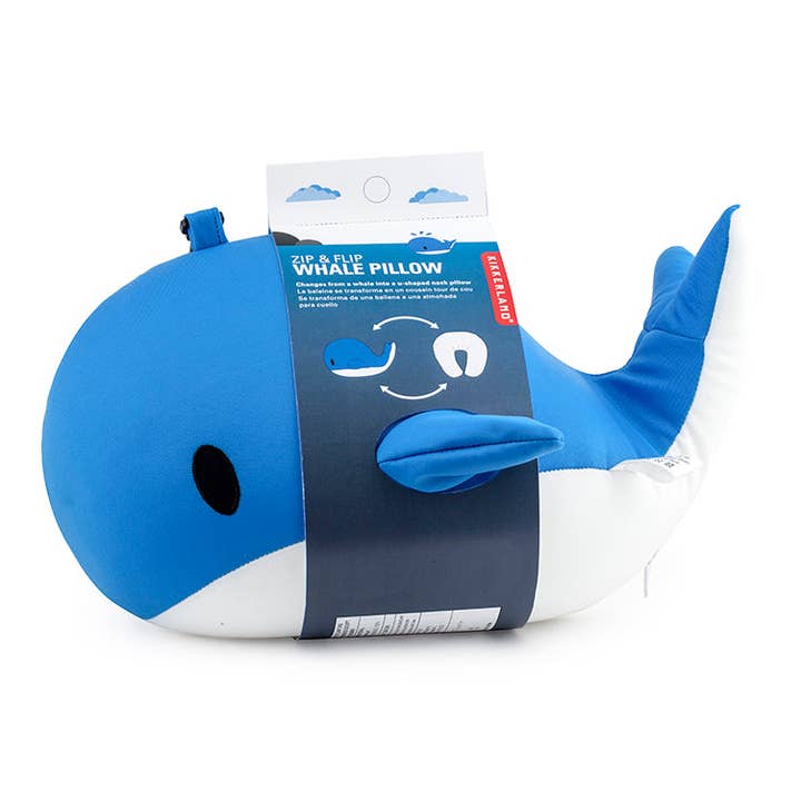 Kikkerland Design Inc - Wholesale Travel Pillow - Zip And Flip Pillow Whale