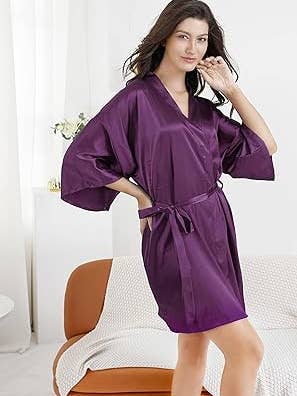 LA Merchandise - Wholesale Robe - Women's - La Merchandise LAB1800 Women's Satin Short Bridal Party Robe22