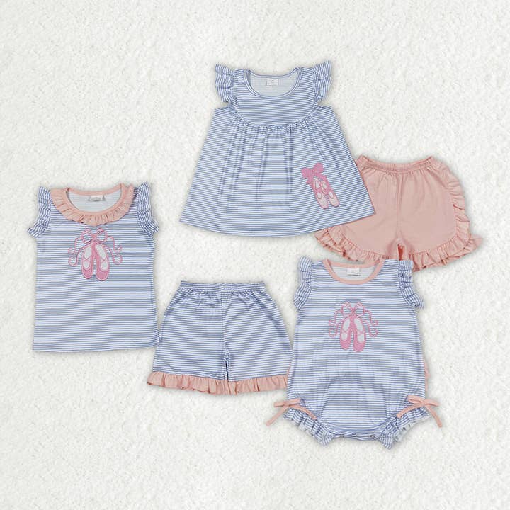 Aier Wholesale - Wholesale Clothing Set - Baby - Baby Girls Sibling Dance Shoes Ballet Design Rompers Dresses Clothes Sets