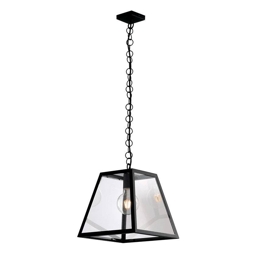 Gruppo F.T - Wholesale Chandelier/Hanging Light - LEXINGTON hanging chandelier in matte black metal and diffuser with transparent glass plates0