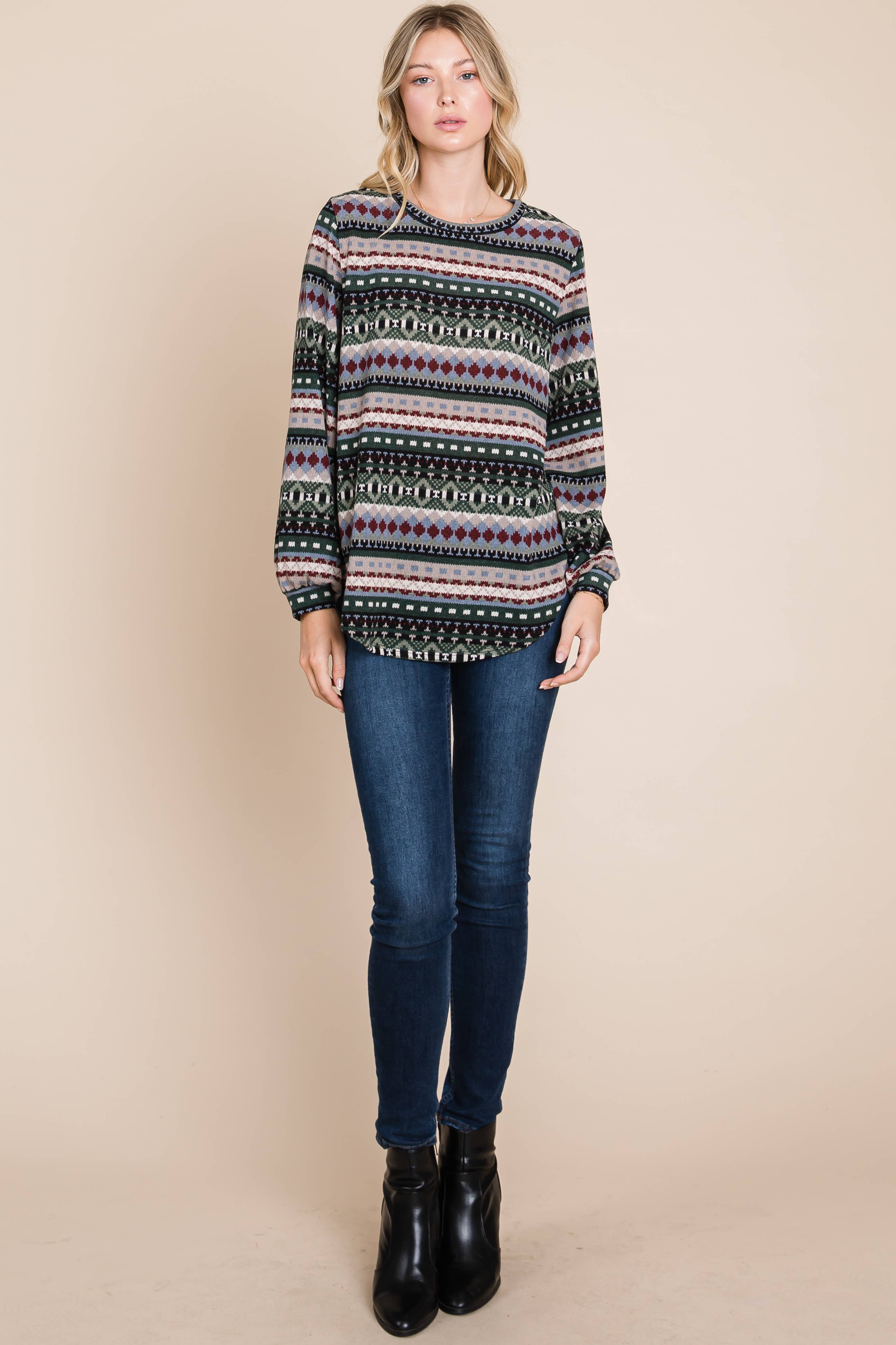 BOMBOM - Wholesale Knit Sweater - Women's - TL1699 AZTEC MIDWEIGHT SWEATER3