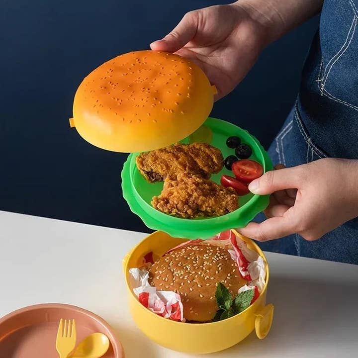 Haaro – Engroshandel Madpose/-kasse – Børn – Kreativ hamburger plastik madkasse til børn