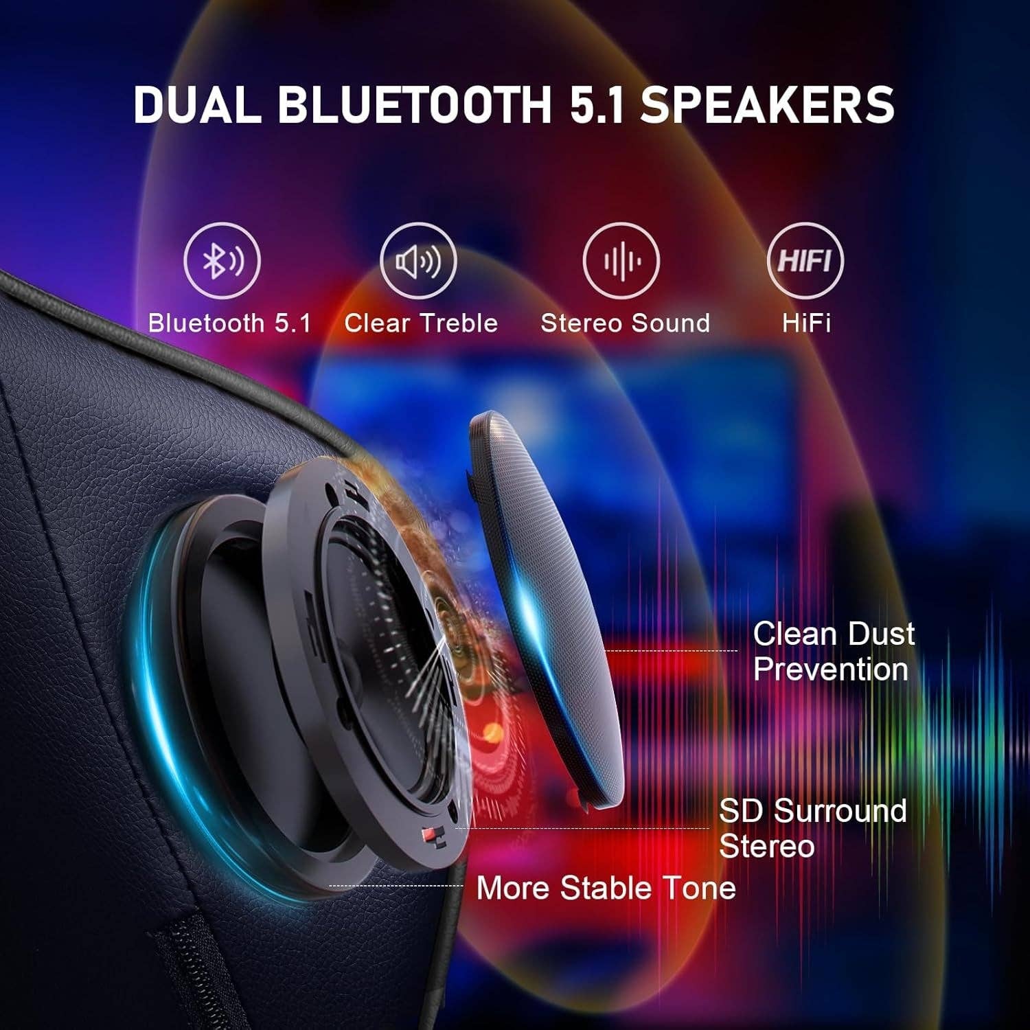 Black Gaming Chair With Footrest And Speakers Ergonomic Design for wholesale on Faire5