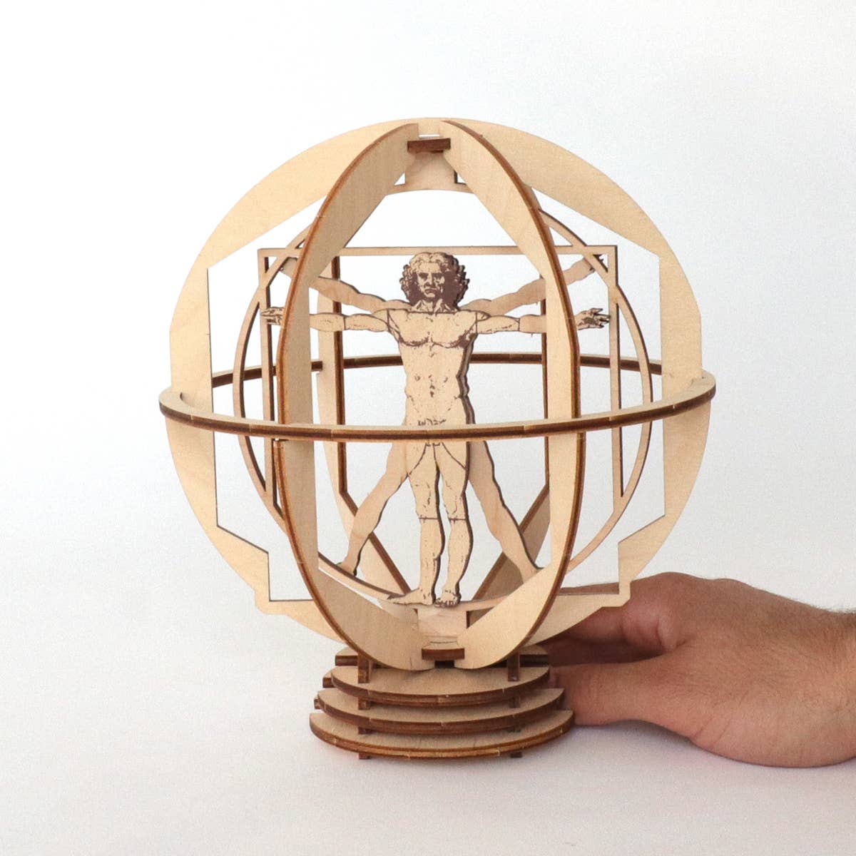 Dahimo - Vente Kit de bricolage - Maquette en bois rotative de l’Homme de Vitruve de Da Vinci - Kit historique6