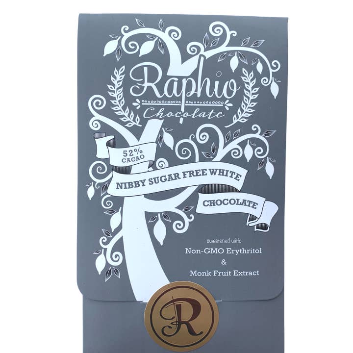 Raphio Chocolate - Wholesale Chocolate Bar - 52% Nibby Sugar Free White Chocolate0