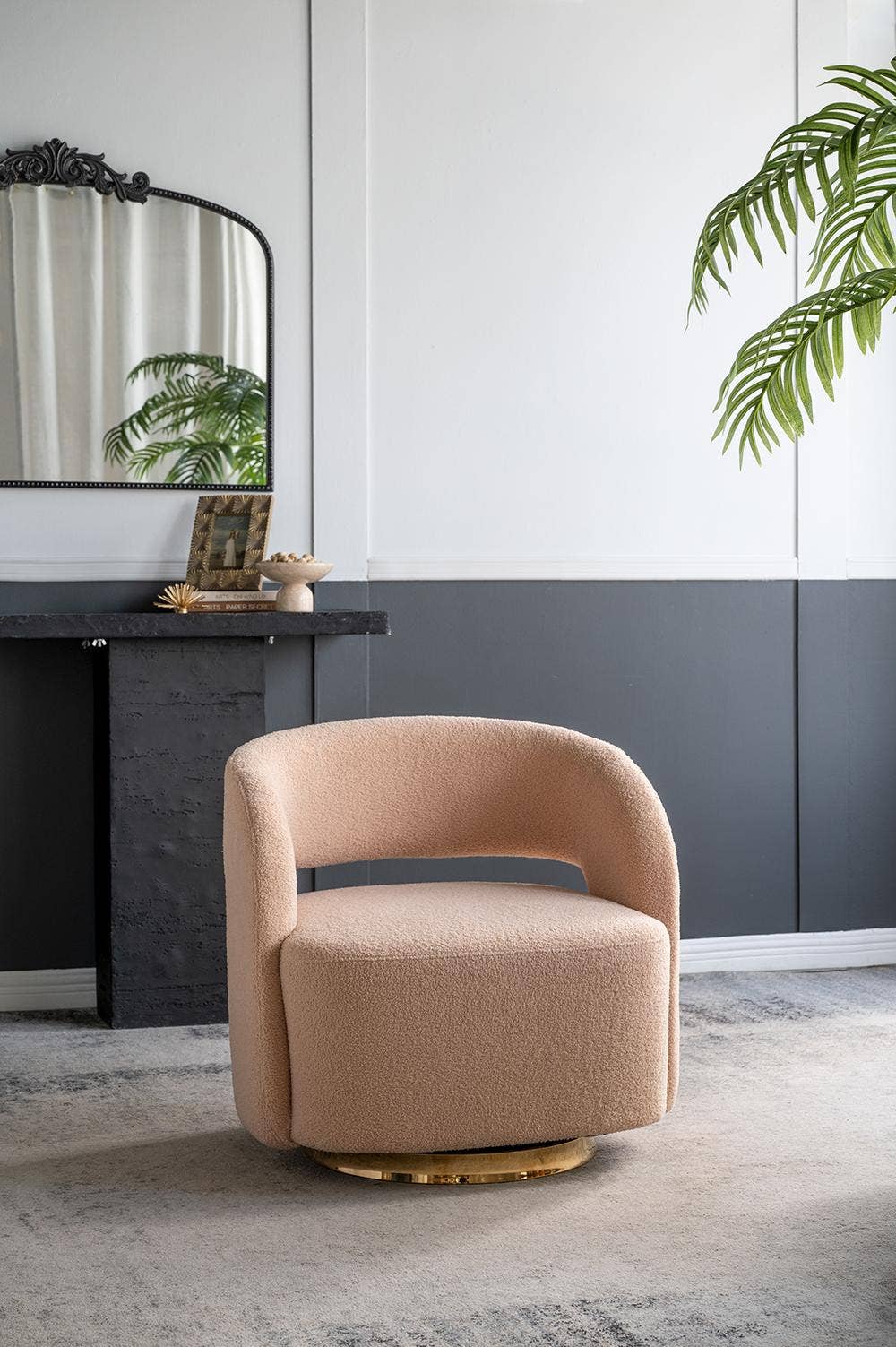 A&B Home Group Inc. - Vente Chaises - Fauteuil tonneau pivotant orange avec dossier surélevé 26,5x29,5x29,5"3