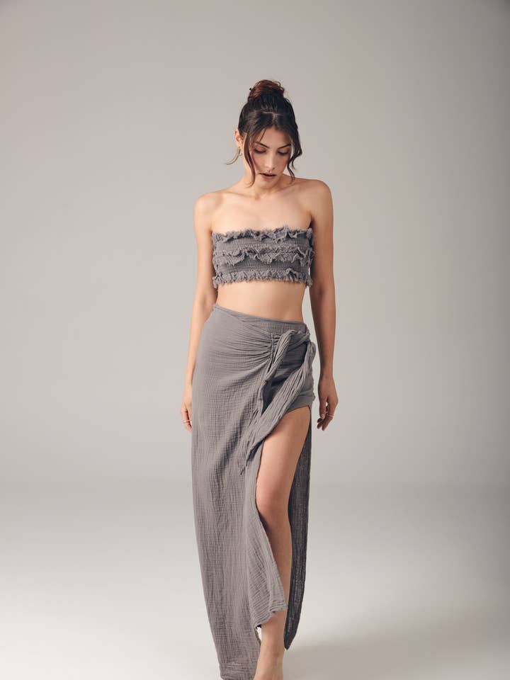 Top cropped de algodão 6062 Blanca por atacado de Blanca Gaia