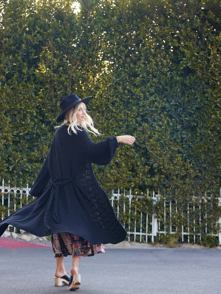 Lauren Maxi Cardigan Grey for wholesale by Blue Boheme