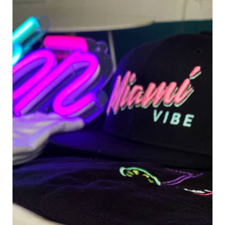 Miami Vibe Curved Brim Hat | Glows in the Dark for wholesale by Bichōn