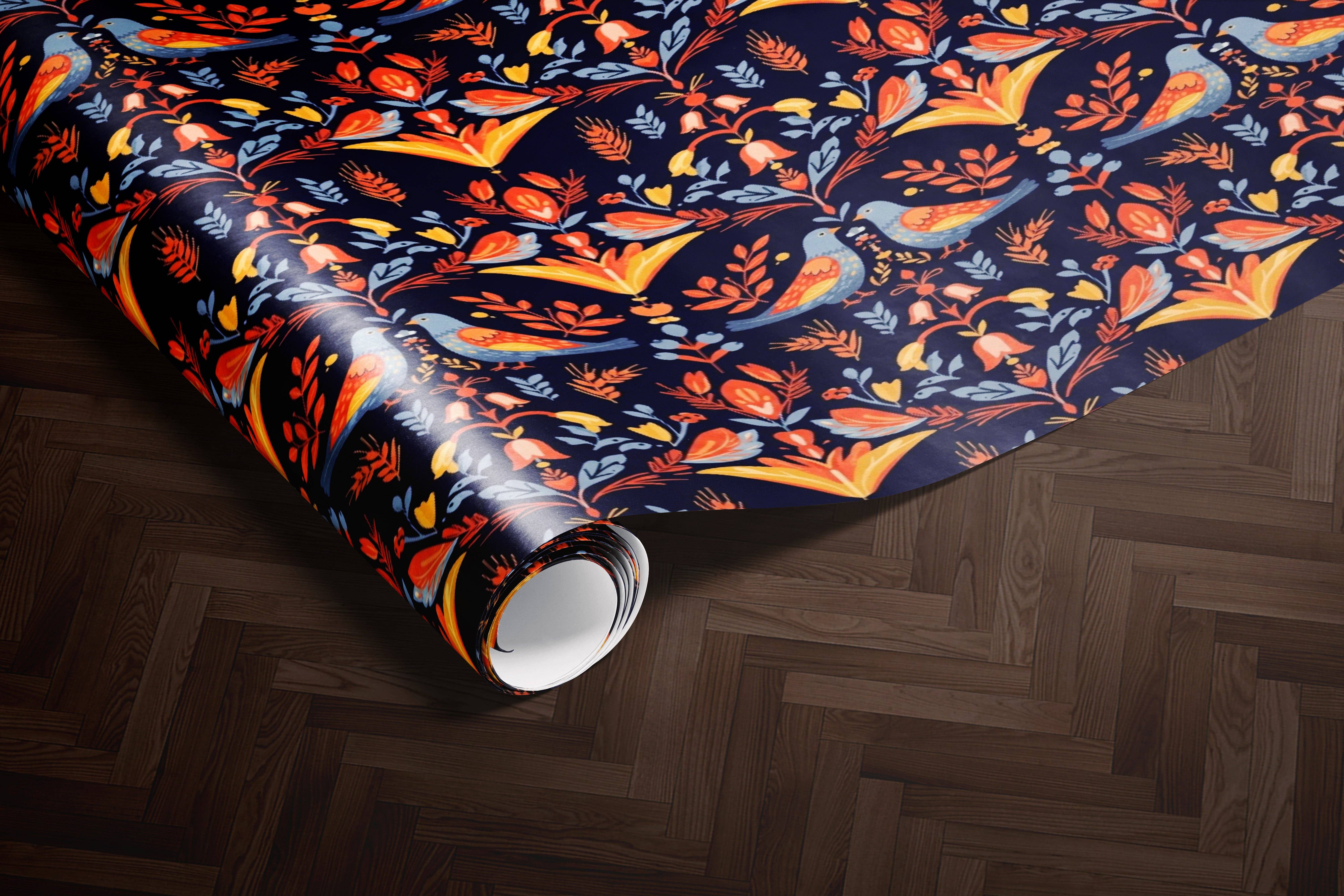 MagicMerchEmporium – wholesale Wrapping paper roll – Nordic Folk Art Wrapping Paper5