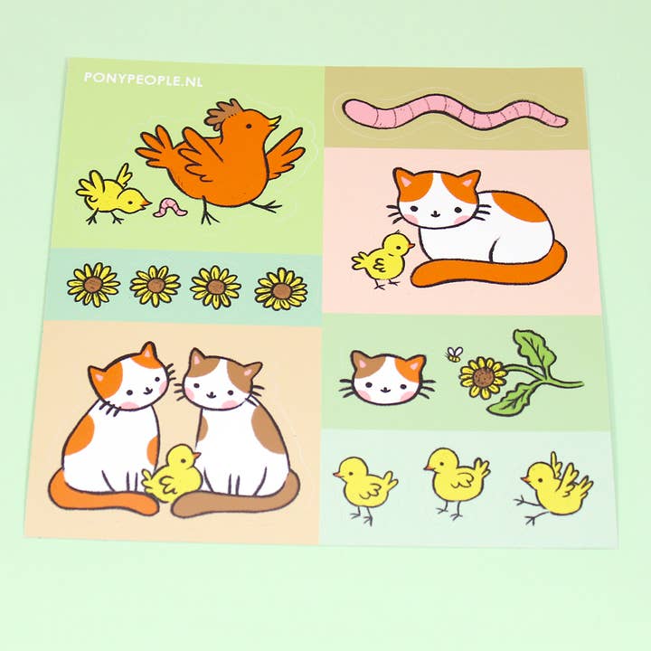 PONY PEOPLE - Wholesale Sticker - Cats and Chickens Sticker Set4