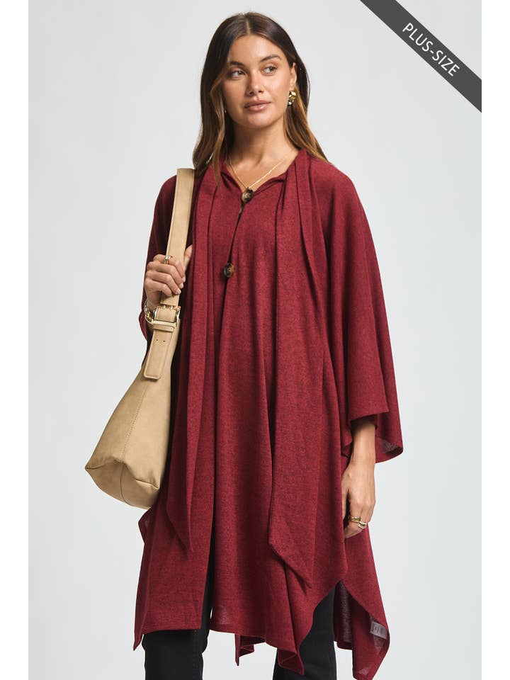 Dear Scarlett - Wholesale Poncho - Women's - PLUS SIZE Flowy Draped Poncho Top18