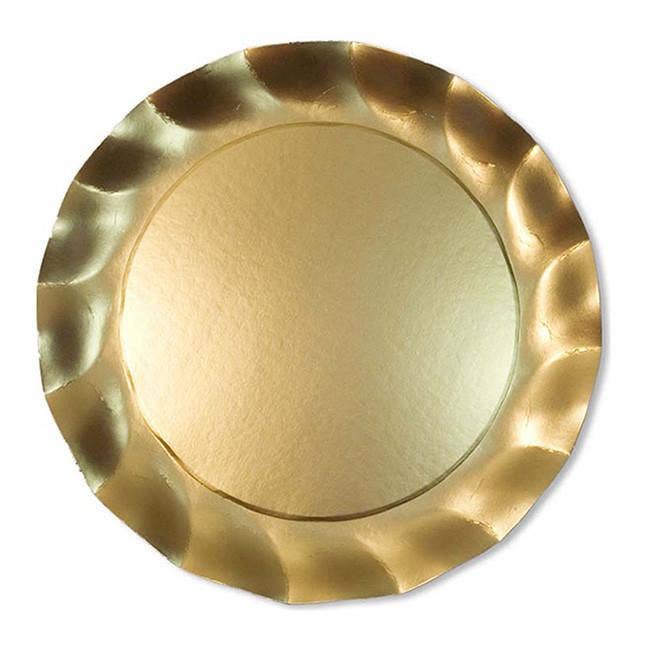 Sophistiplate - Wholesale Charger plate - Satin Gold Wavy Paper Charger/8pk