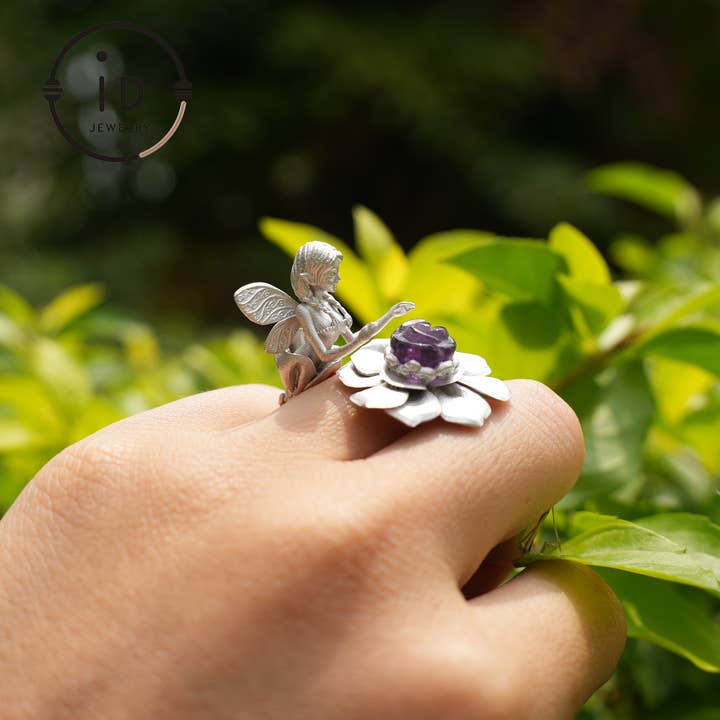 Bague Gardienne de Rêves en Langage des Fleurs · Symbole de l'Âme de la Déesse Opa · Protection des Souhaits et de l'Inspiration · Bijou de Réalisation des Rêves pour la vente par idjewelry