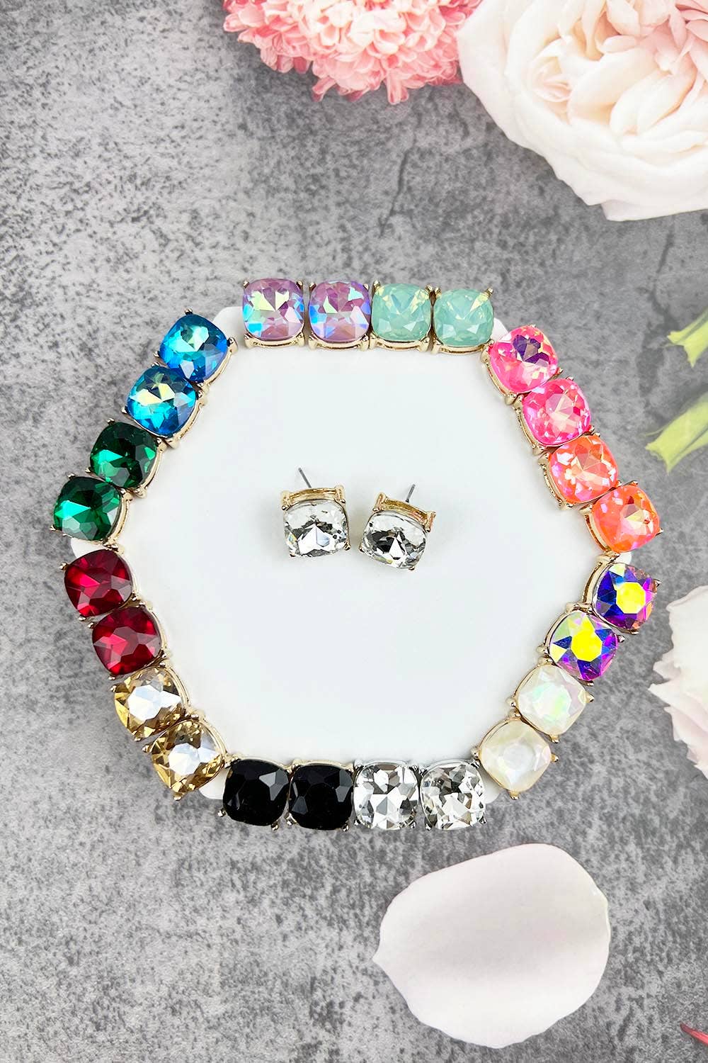 JHP Collection - Wholesale Stud/Post Earrings - VARIETY COLORS OF SEMI PRECIOUSGLASS POST EARRINGS15