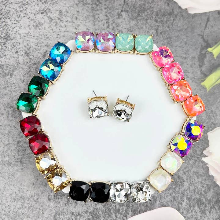 JHP Collection - Wholesale Stud/Post Earrings - VARIETY COLORS OF SEMI PRECIOUSGLASS POST EARRINGS15
