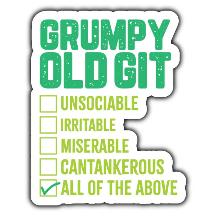 Adesivo vecchio brontolone (bianco) per la vendita all'ingrosso da parte di Stick to it creations