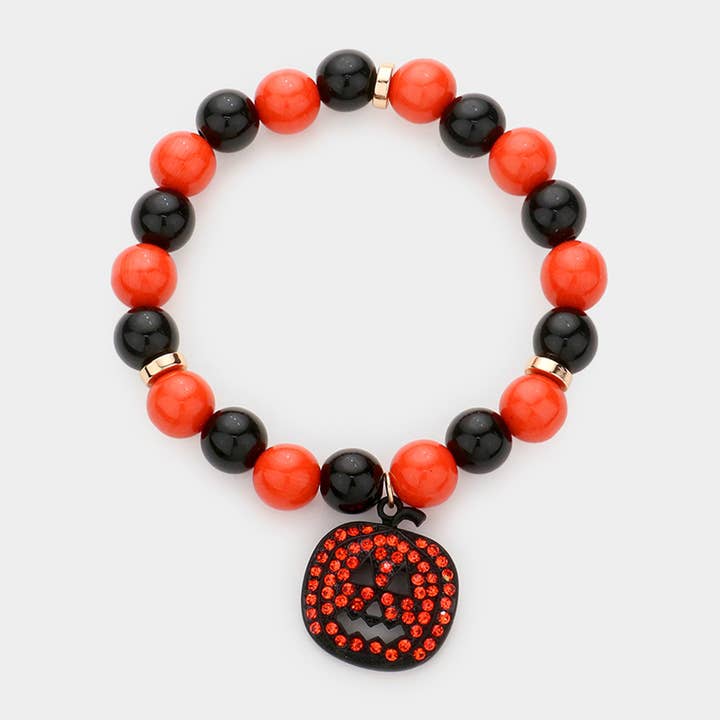 Braccialetto elastico con perline e ciondolo a forma di zucca per bambini per la vendita all'ingrosso da parte di Loogai