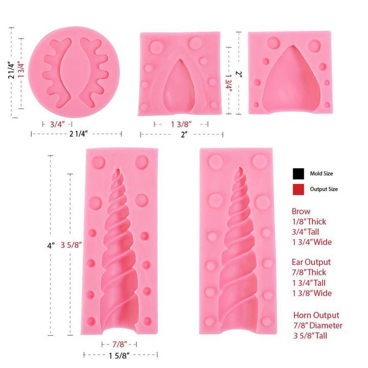 NY Cake - Wholesale Craft Tool - 3D Unicorn Horn, Ear & Eye Mold