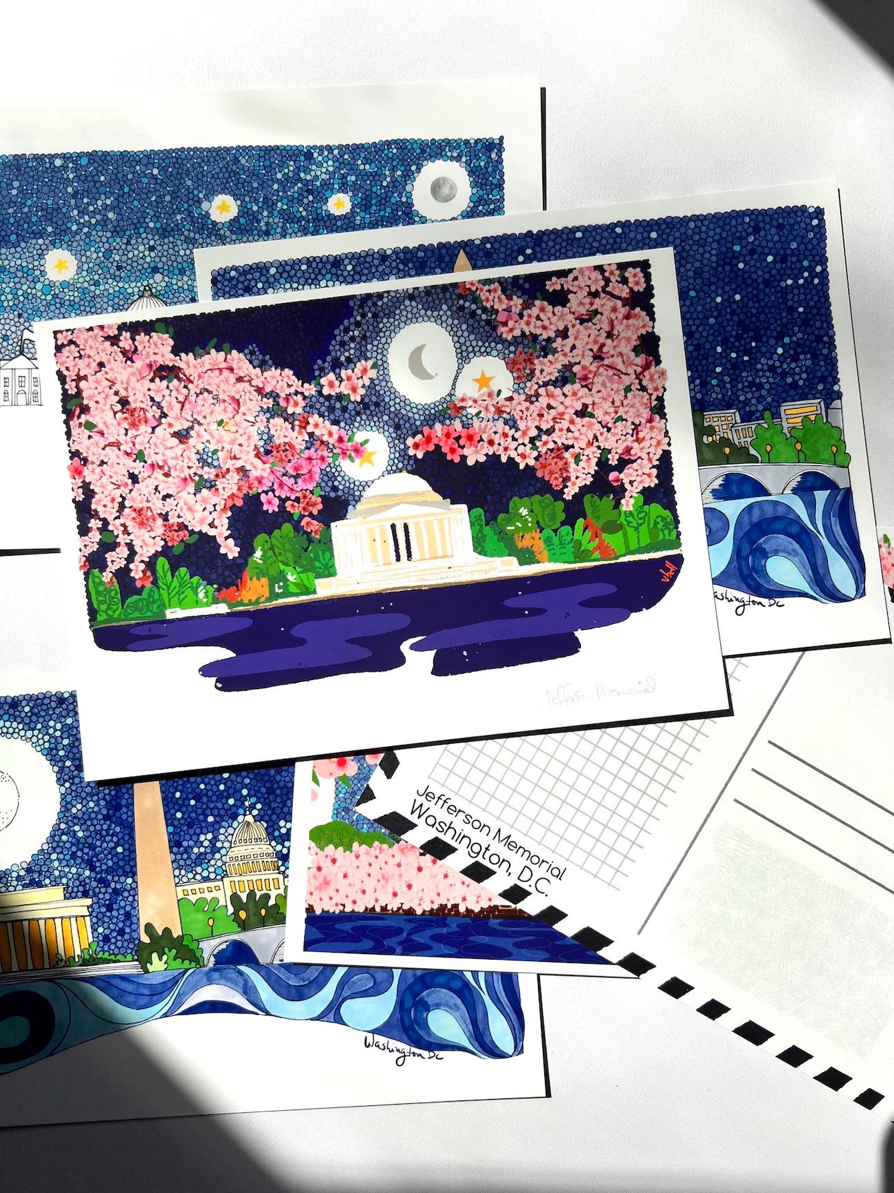 Violet Red Studio - Wholesale Postcard Set - D.C. Landmarks | Illustrated Postcard | Set of 4 | 4