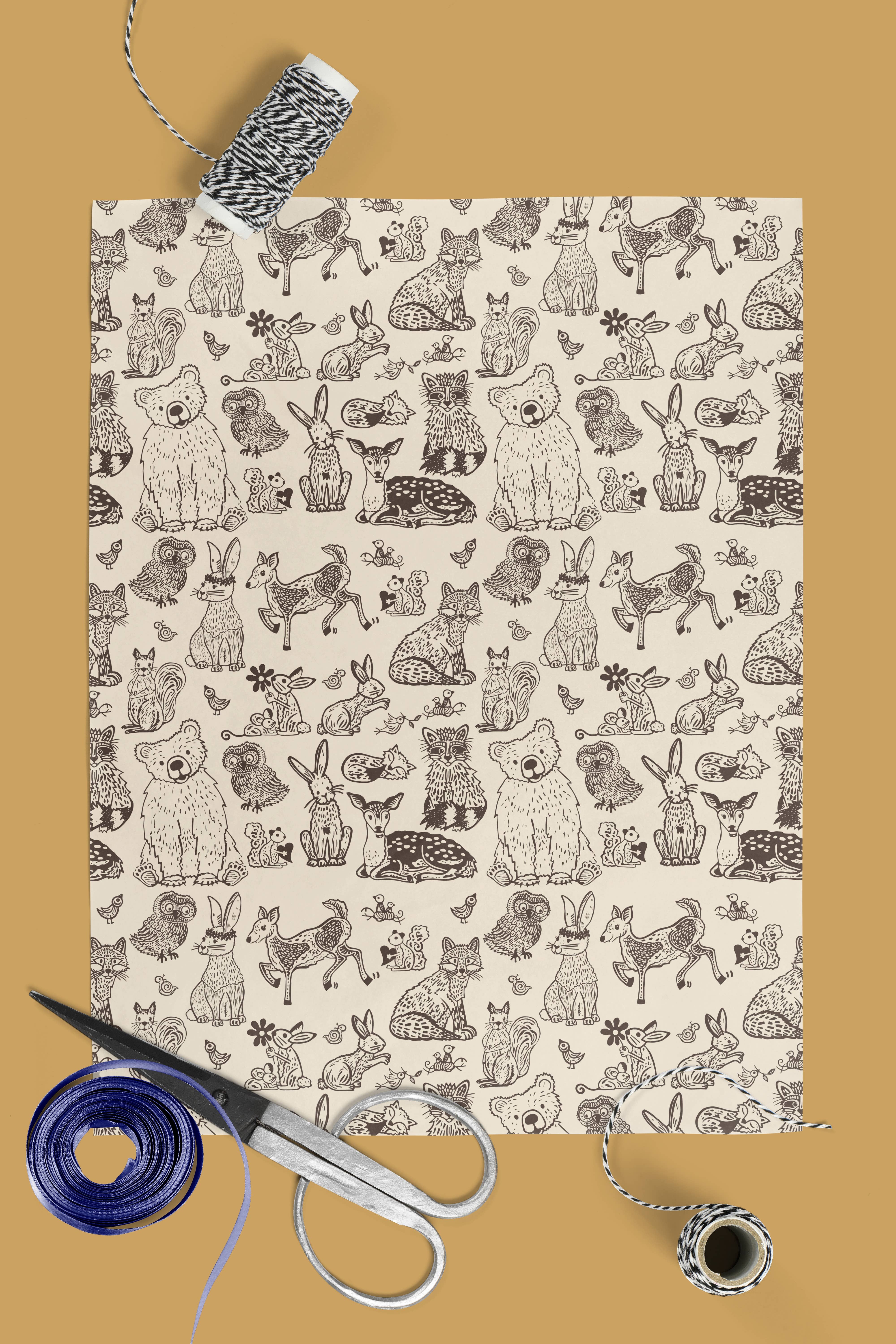Block21Prints - Wholesale Flat Wrap - Woodland Animals Wrapping Paper - Roll of 2 Sheets5