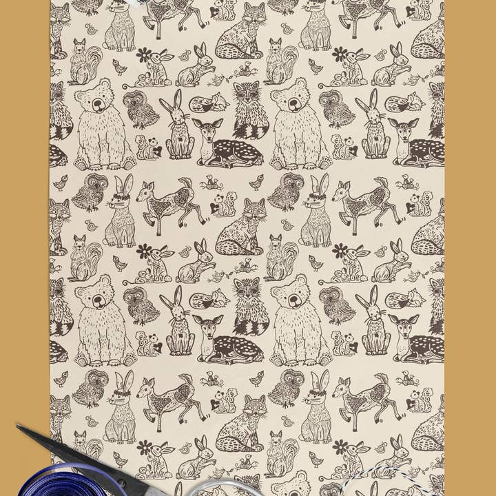 Block21Prints - Wholesale Flat Wrap - Woodland Animals Wrapping Paper - Roll of 2 Sheets5