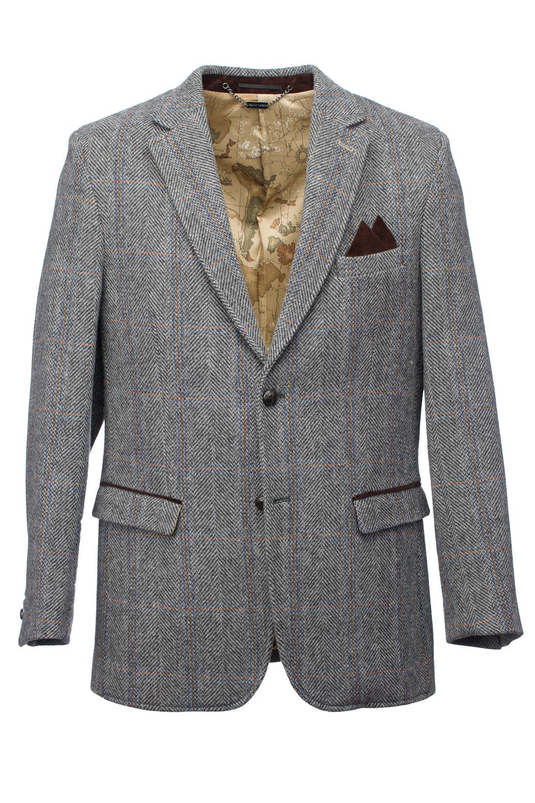 Grey Hunting Tweed Jacket with Moleskin Trim for wholesale on Faire4