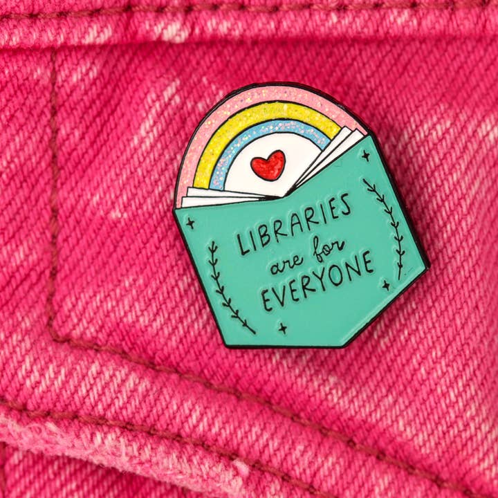 Fluffmallow (Custom duties for USA are pre-paid by us) - Wholesale Lapel Pin/Button - Libraries Are For Everyone Bookish Enamel Pin1