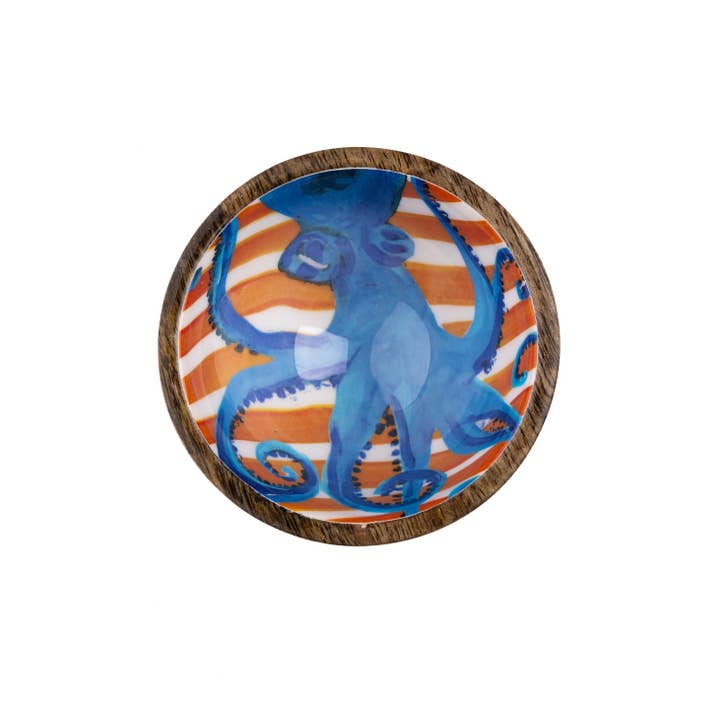 Shoeless Joe Ltd – Großhandel Dekorative Platte/Teller/Schüssel – Oktopus auf orangefarbener Knabber-Schale