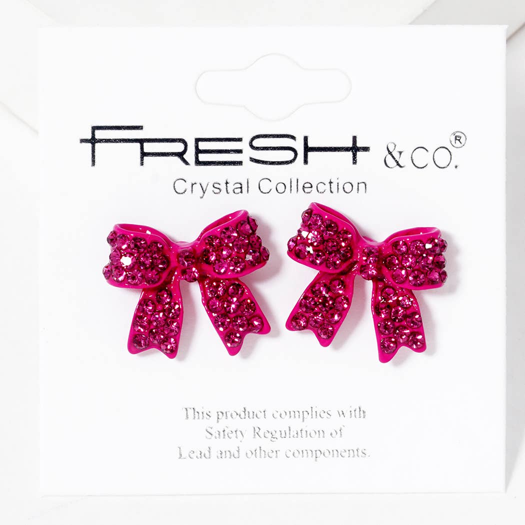 Fashion City - Wholesale Stud/Post Earrings - Rhinestone Bow Shape Post Earrings3