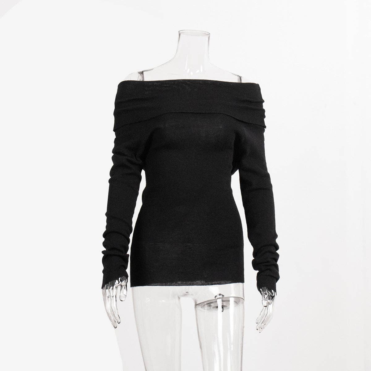 Sweetkama - Vendita all'ingrosso Top in maglia - Donna - Top lavorato a maglia donna a tinta unita con spalle scoperte TX002625